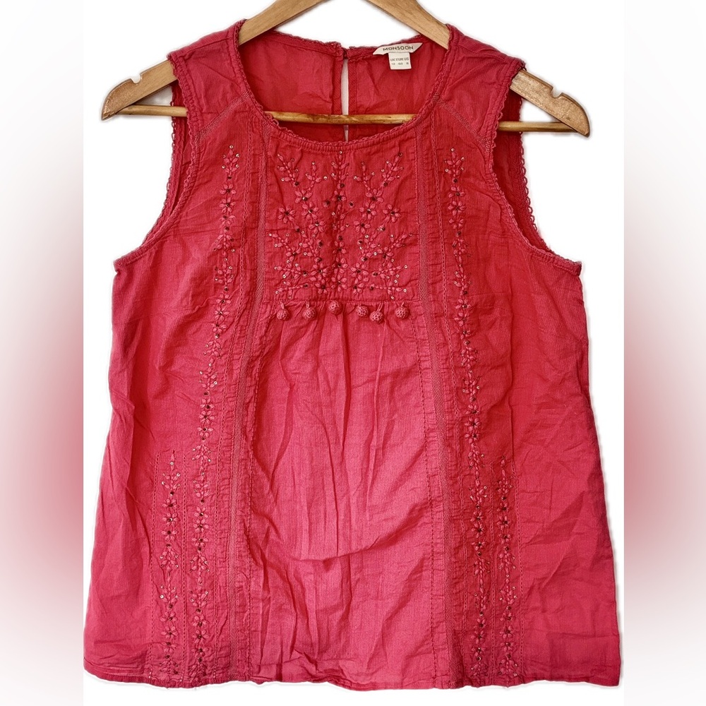 Monsoon Sleeveless Embroidered Blouse - Pink